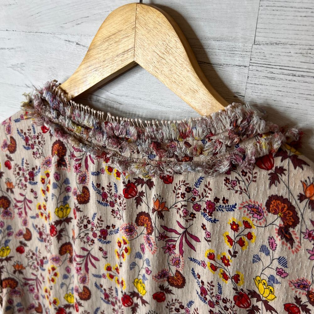 Democracy Blouse Womens Size Medium Floral Boho Tie at Waist Colorful Spring - Picture 14 of 16